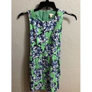 J Crew Women's Floral Shift Dress‎ Sleeveless Aqua Blue Size 00